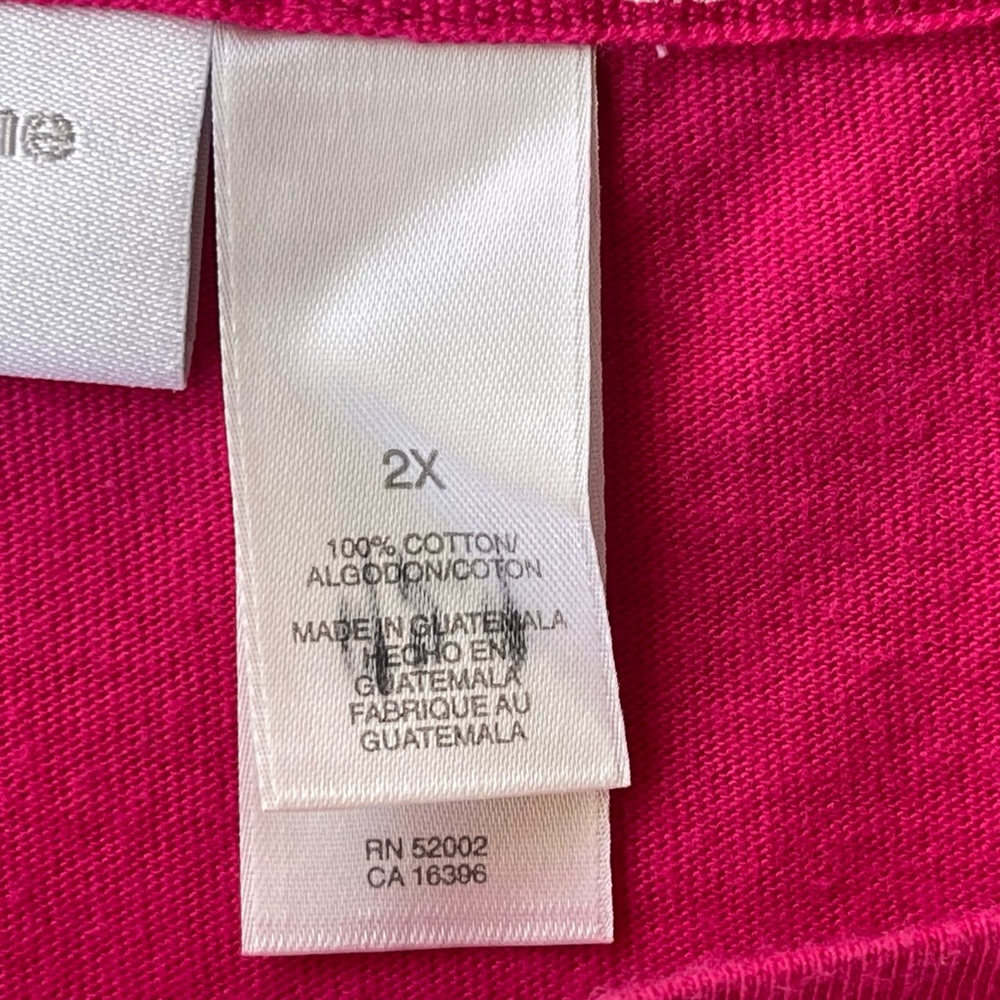 Liz Claiborne Pink Cotton Short Sleeve Square Neck Tee Shirt Women 2X - Picture 4 of 11